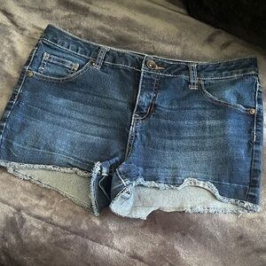 Justice Dark Blue Denim Frayed Hem Shorts